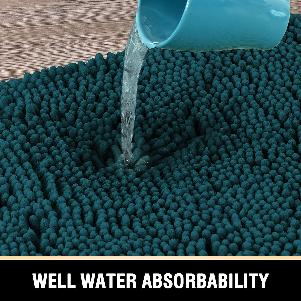 PrimeBeau Curved Bath Mat Luxury Chenille Extra Soft Absorbent Non Slip Quick Dry 16x33 (1 Piece)