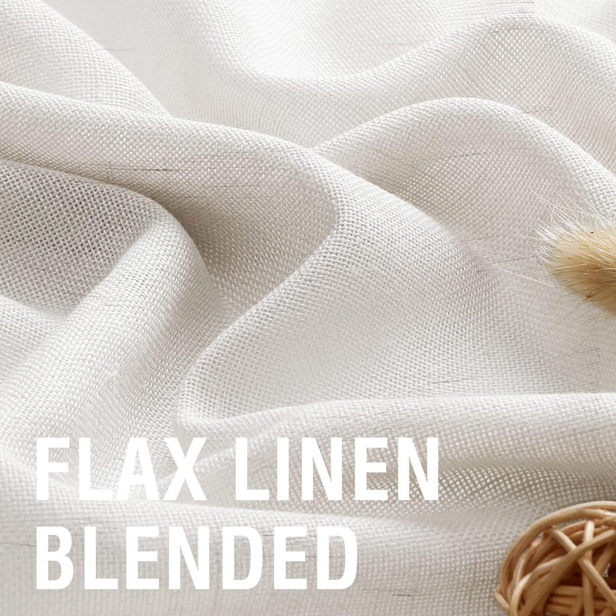 PrimeBeau Natural Linen Curtains 2 Panels Back Tab Loop Pocket Boho Sheer Curtain