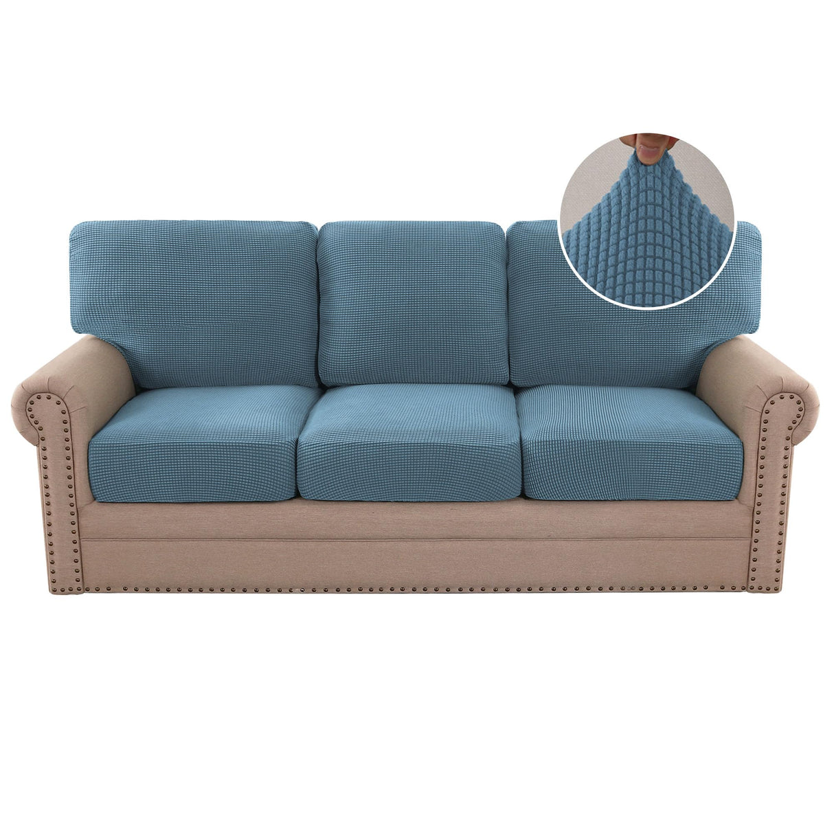 PrimeBeau 2024 New Trend Multi-Pieces Sofa Covers Stretch Couch Covers Form Fitted Seats and Back Cushions Covers (3 Seat Covers Plus 3 Back Cusion Covers, Bonus 2 Armrest Covers)