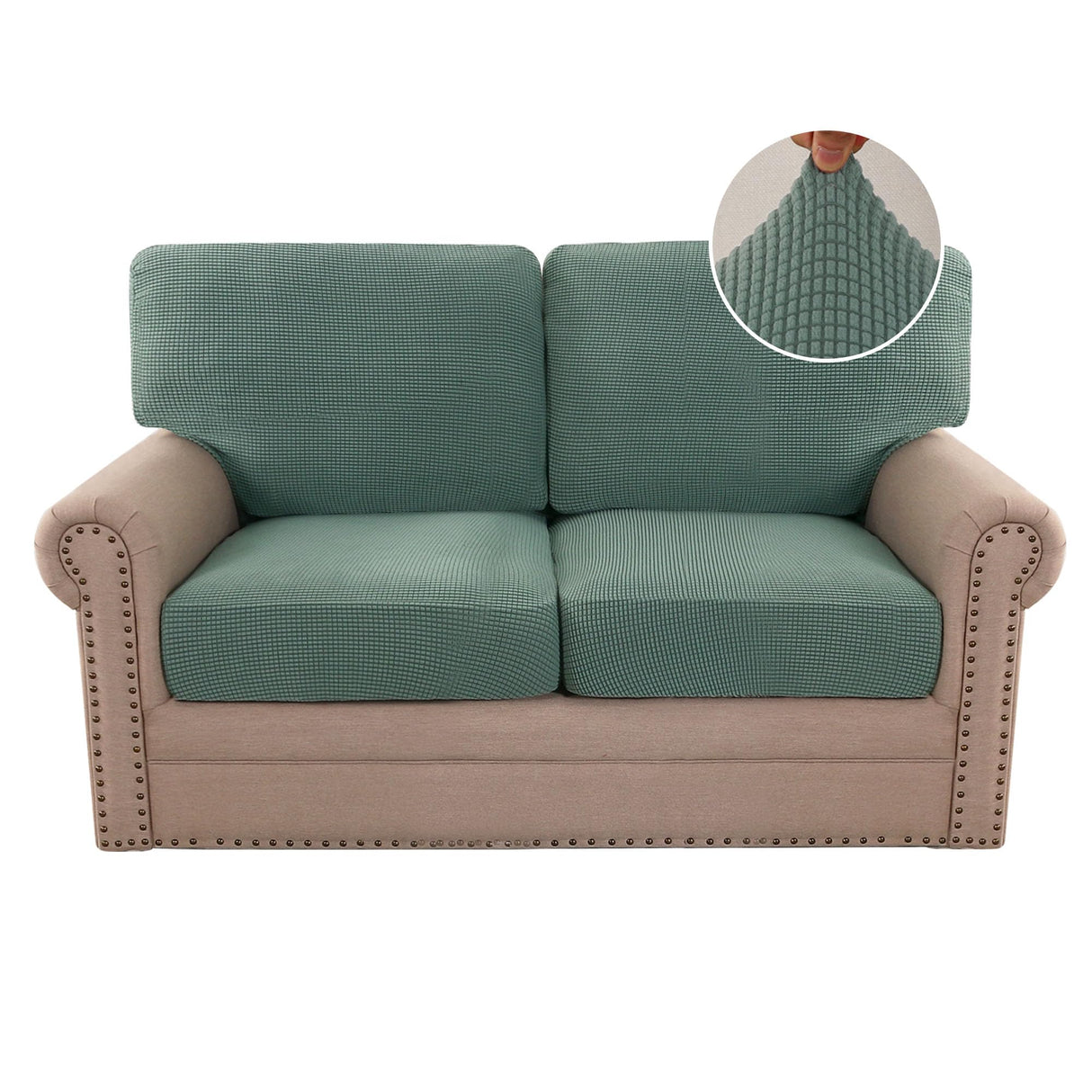 PrimeBeau 2024 New Trend Multi-Pieces Sofa Covers Stretch Couch Covers Form Fitted Seats and Back Cushions Covers (2 Seat Covers Plus 2 Back Cusion Covers, Bonus 2 Armrest Covers)