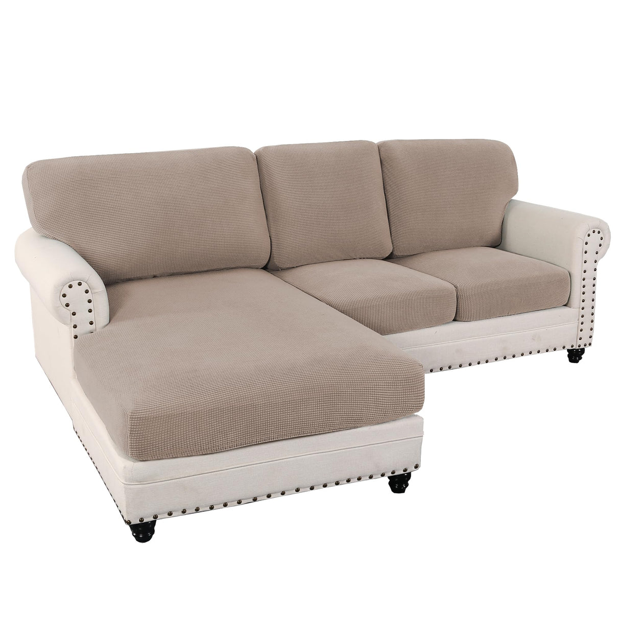 PrimeBeau 2024 New Sectional Couch Covers 6 Pieces Stretch Sofa Cover for Sectional Sofa Set Separate L Shaped Couch Cover for Both Left/Right Couch (Seat and Back: 1 Chaise for Loveseat)