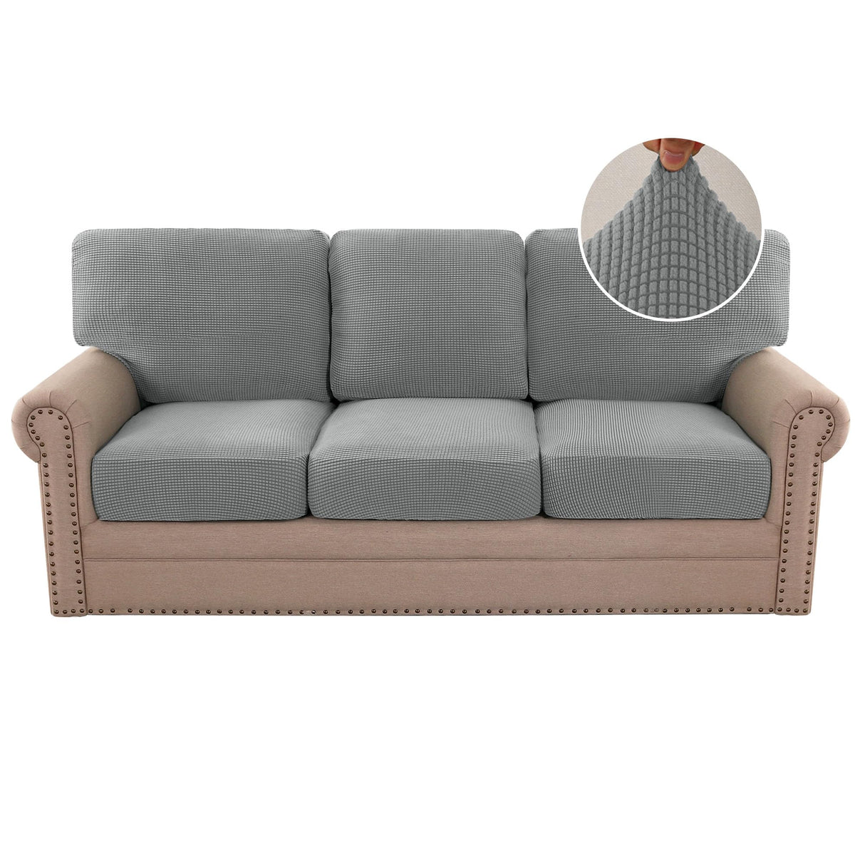 PrimeBeau 2024 New Trend Multi-Pieces Sofa Covers Stretch Couch Covers Form Fitted Seats and Back Cushions Covers (3 Seat Covers Plus 3 Back Cusion Covers, Bonus 2 Armrest Covers)