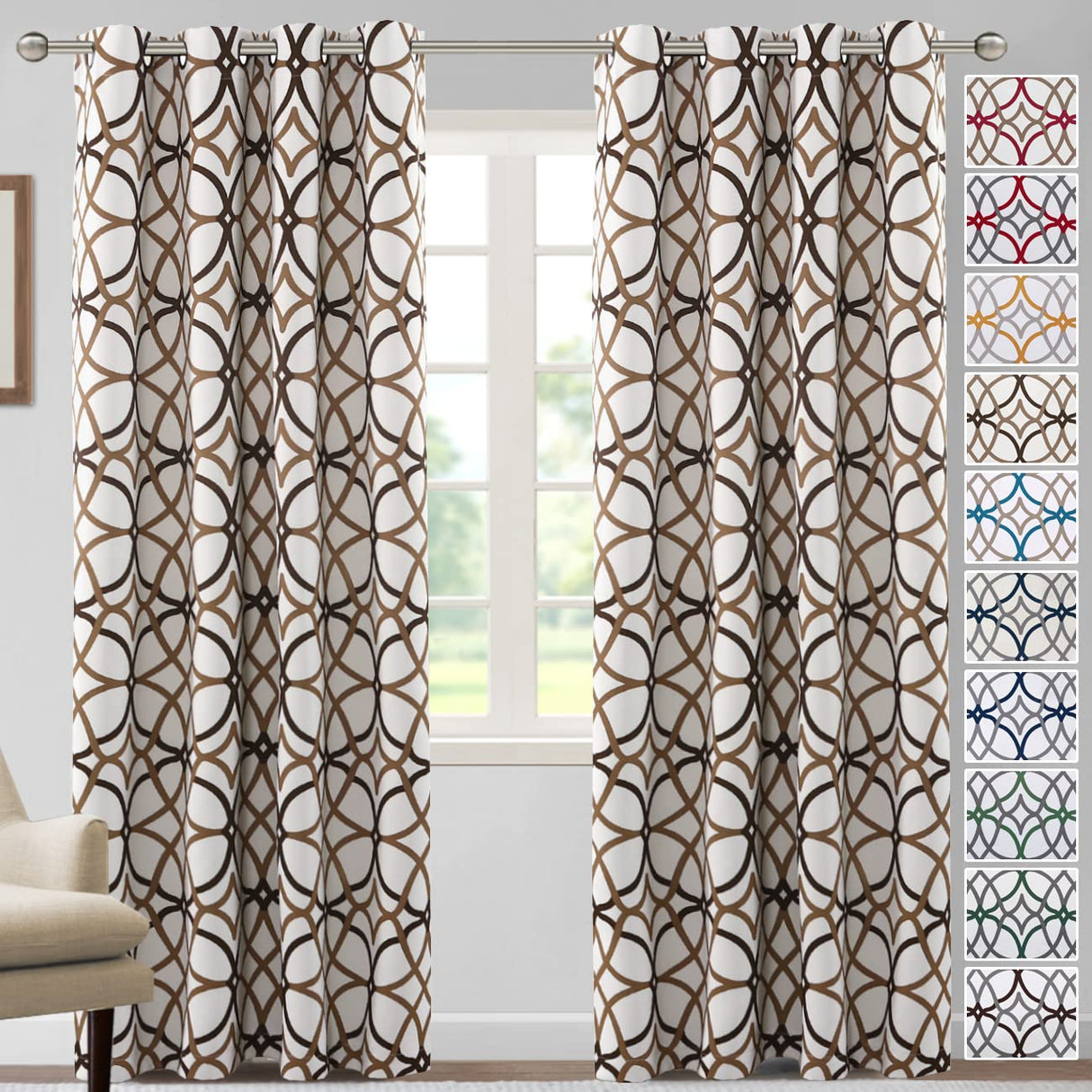 PrimeBeau GEO Pattern Blackout Curtains 2 Panels Set
