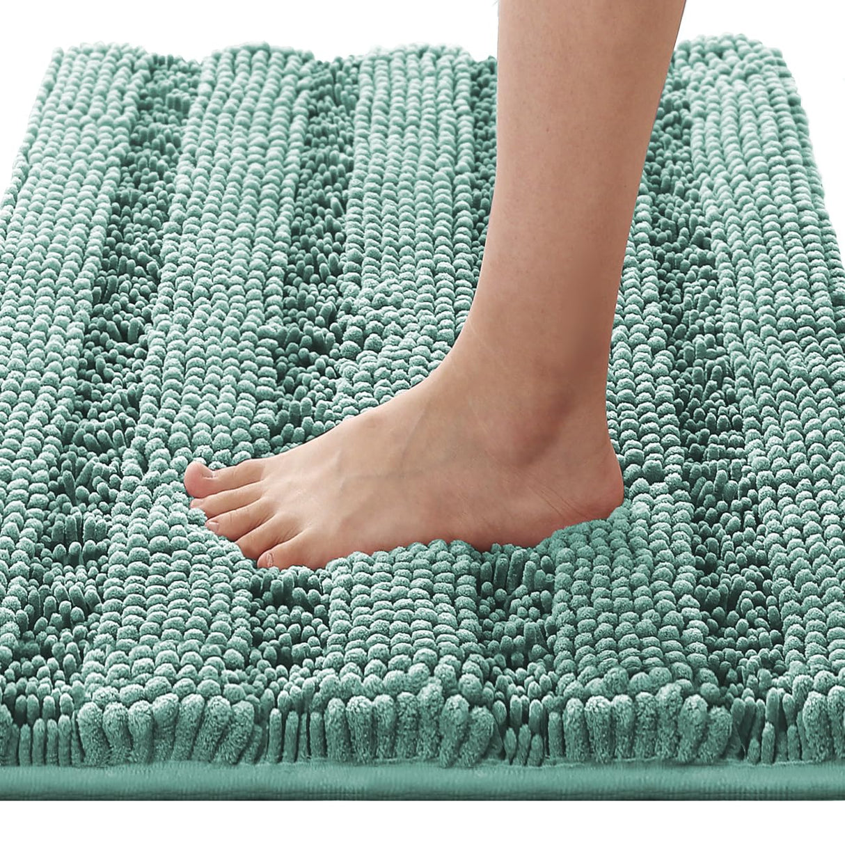 PrimeBeau Luxury Chenille Striped Bath Mats Set | Ultra Thick & Absorbent Non Slip Rugs 20“ x 32"
