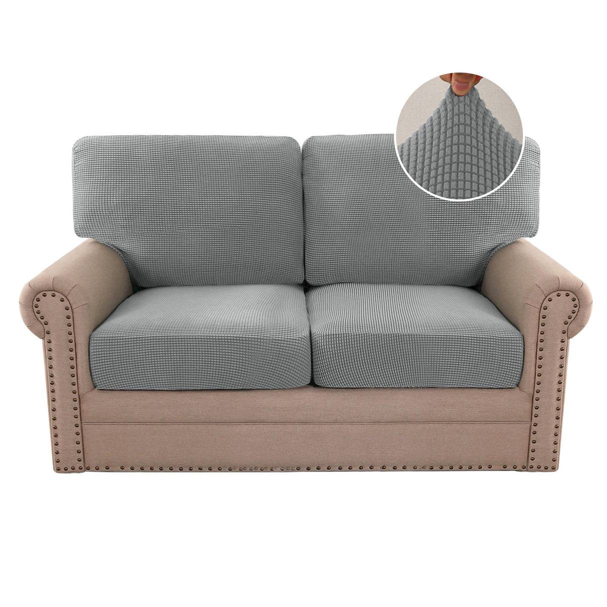 PrimeBeau 2024 New Trend Multi-Pieces Sofa Covers Stretch Couch Covers Form Fitted Seats and Back Cushions Covers (2 Seat Covers Plus 2 Back Cusion Covers, Bonus 2 Armrest Covers)