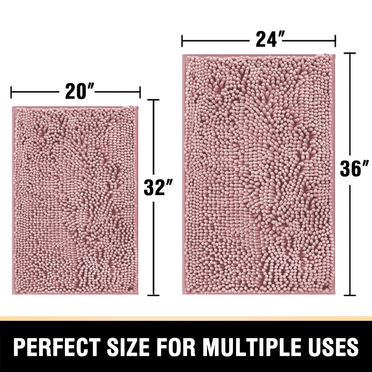 PrimeBeau Luxury Chenille U Shaped Bathroom Rug Sets -Absorbent,Washable,Dry Fast Area Carpet Mats 2 Pieces