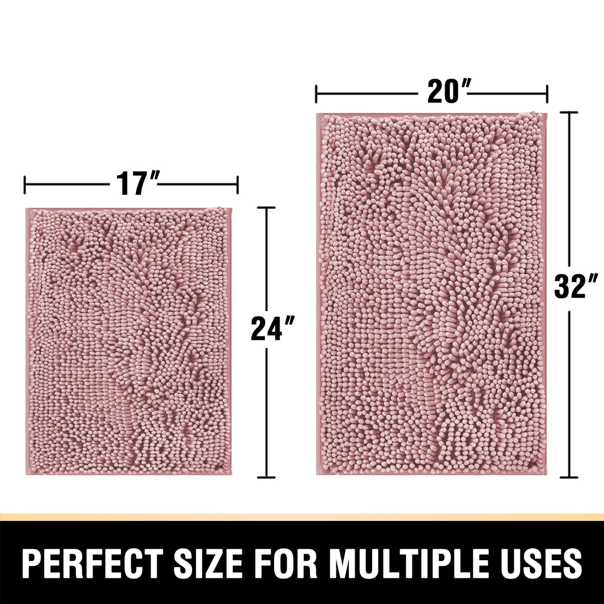 PrimeBeau Luxury Chenille U Shaped Bathroom Rug Sets -Absorbent,Washable,Dry Fast Area Carpet Mats 2 Pieces
