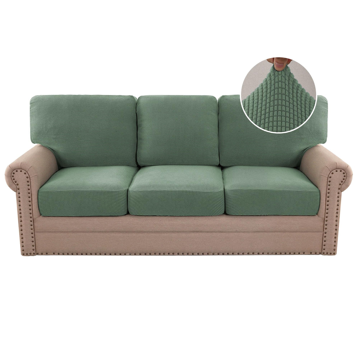 PrimeBeau 2024 New Trend Multi-Pieces Sofa Covers Stretch Couch Covers Form Fitted Seats and Back Cushions Covers (3 Seat Covers Plus 3 Back Cusion Covers, Bonus 2 Armrest Covers)