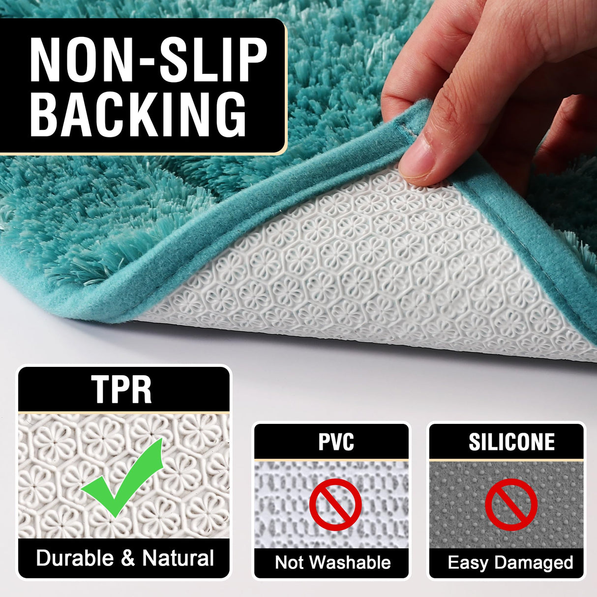 PrimeBeau Bathroom Rugs Thick Velvet Bath Mat - Super Soft, Absorbent, Non-Slip, Washable, 1 Piece