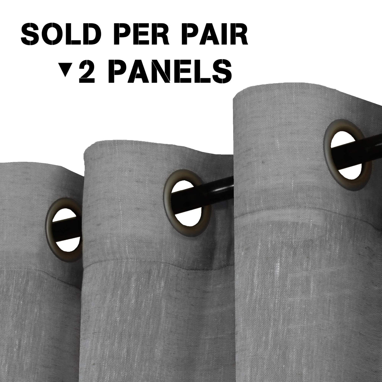 PrimeBeau Faux Linen Grommet Sheer Curtains - Set of 2 Panels 52 Series Long