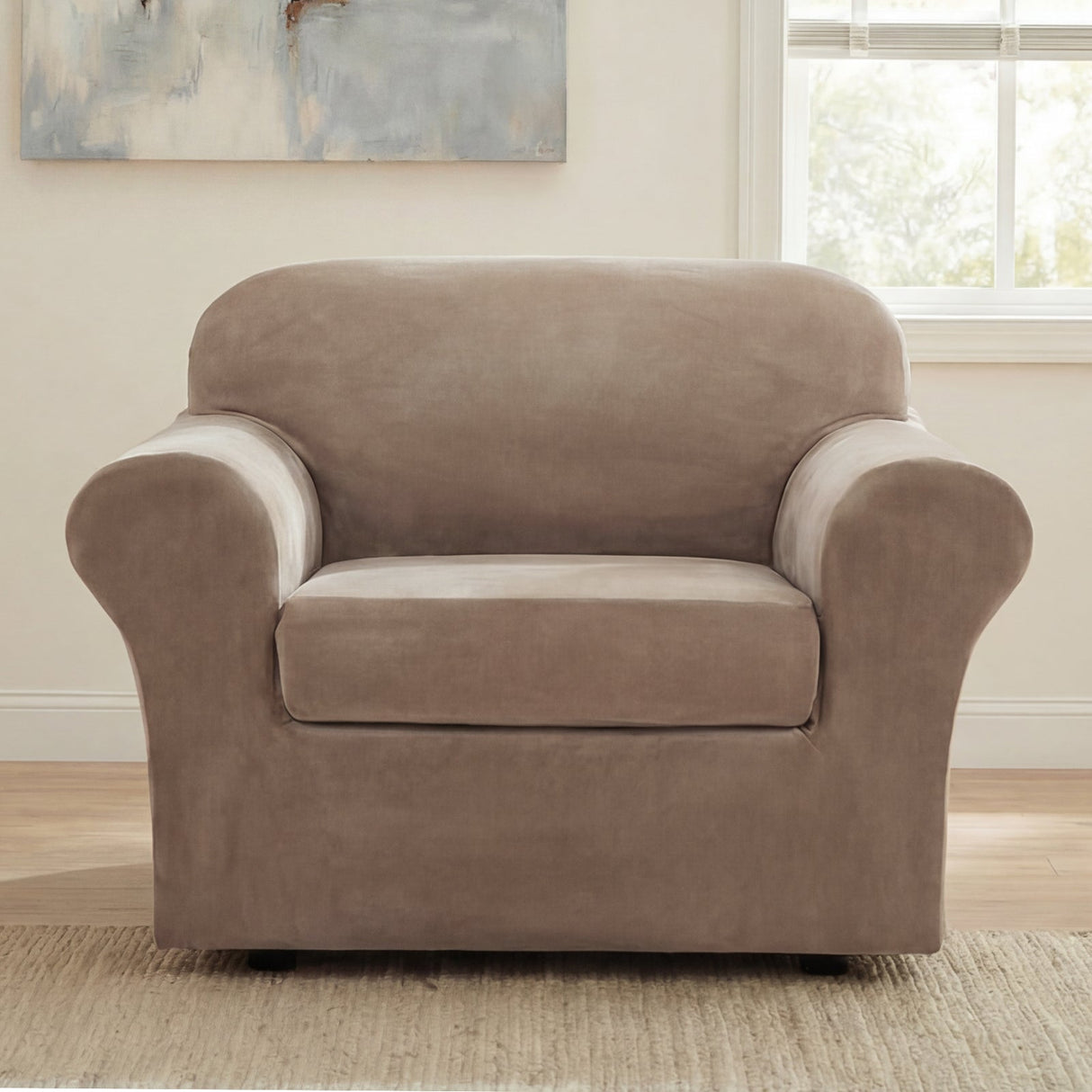 H.Versailtex Modern Velvet Plush High Stretch Sofa Slipcover with Elastic Bottom