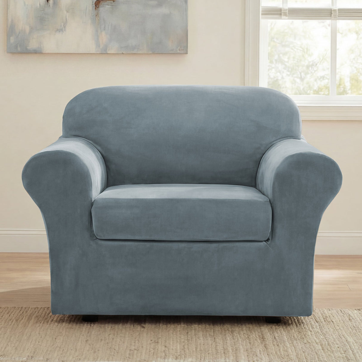 H.Versailtex Modern Velvet Plush High Stretch Sofa Slipcover with Elastic Bottom