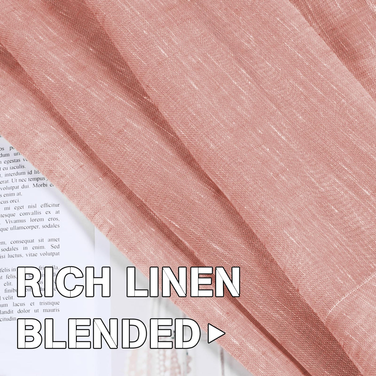 PrimeBeau Faux Linen Semi-Sheer Curtains - Set of 2 Panels, 52 Series Medium Length