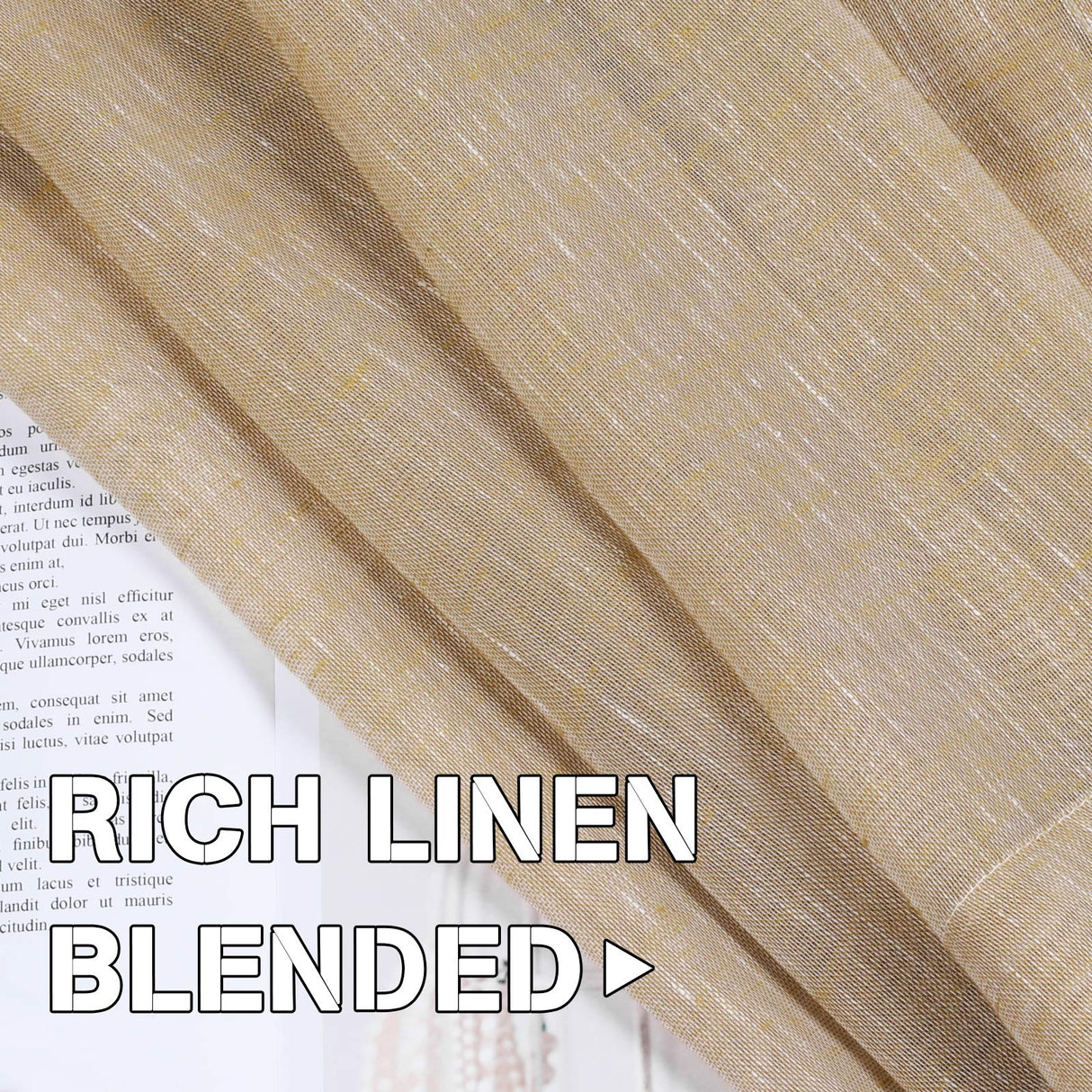 PrimeBeau Faux Linen Grommet Sheer Curtains - Set of 2 Panels 52 Series Long