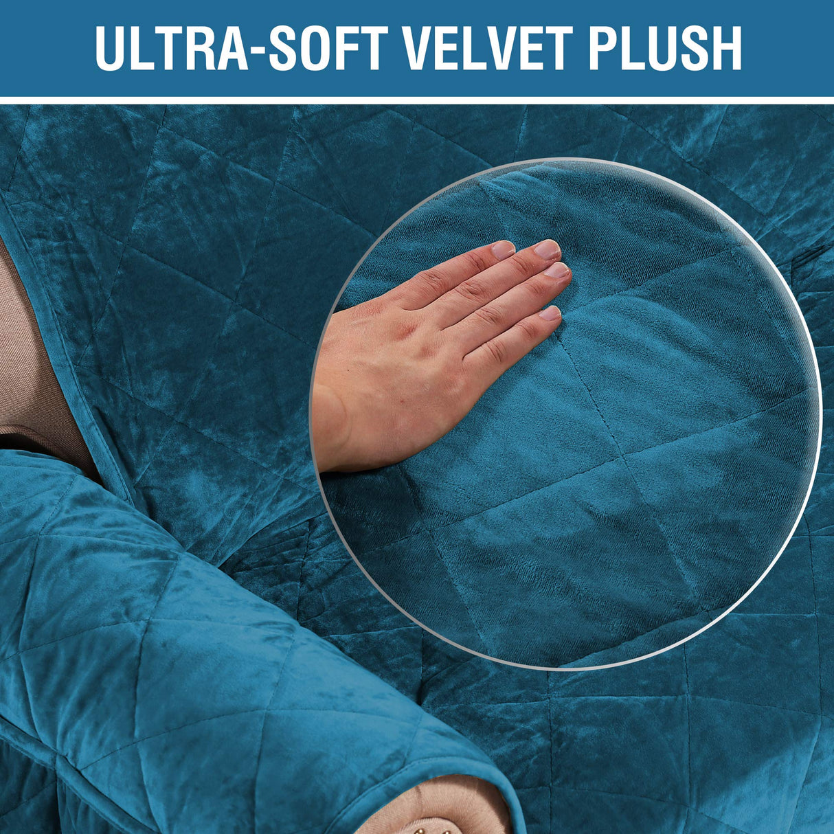 H.VERSAILTEX Thick Velvet Recliner Covers for Recliner Chair Covers Reclining Chair Slipcover Recliner Couch Cover with Non Slip Backing and Wider Elastic Strap (Oversaized Recliner, Peacock Blue)