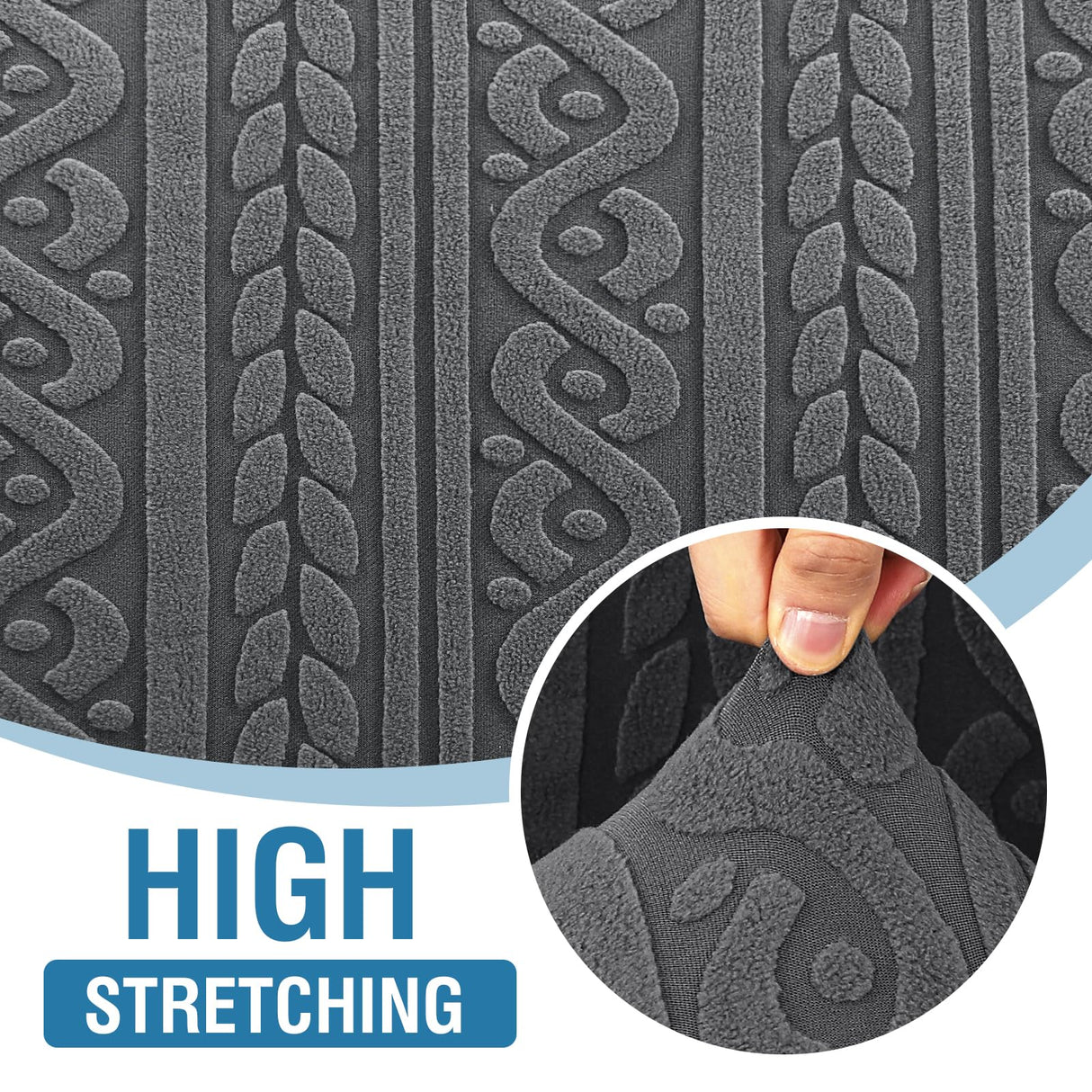 H.VERSAILTEX 2024 Newest Jacquard Couch Covers for 3 Cushion Couch 1 Piece Stretch Sofa Covers Furniture Protector Anti-Slip Soft Thickened Dogs Slipcovers Washable Spiral Pattern(Sofa, Grey)