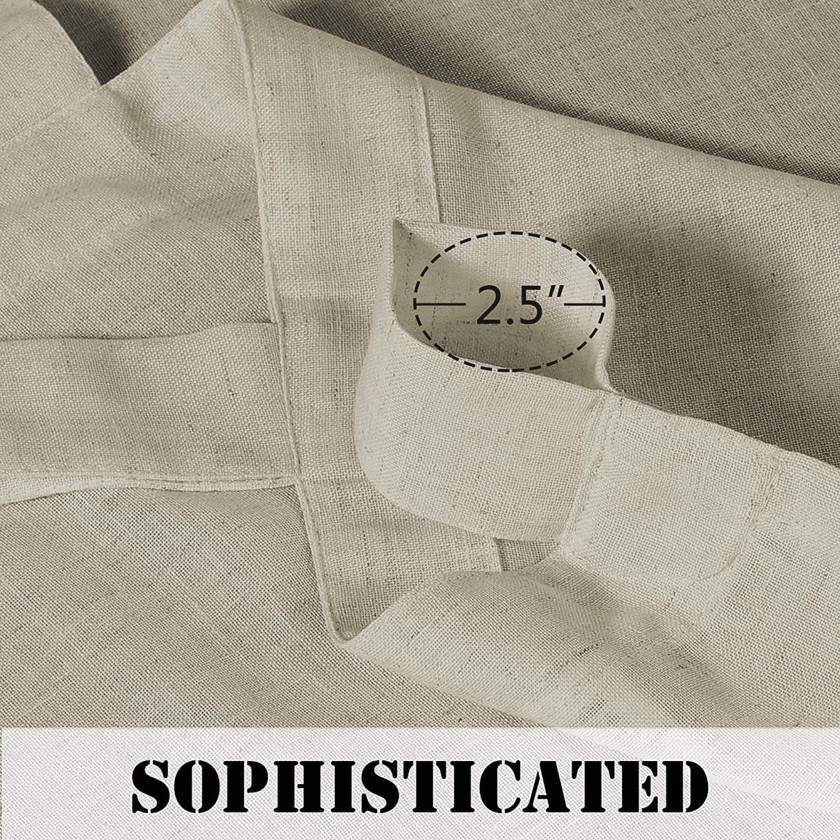 PrimeBeau Natural Linen Mix Tab Top Curtains, Light Filtering Panels (Set of 2)