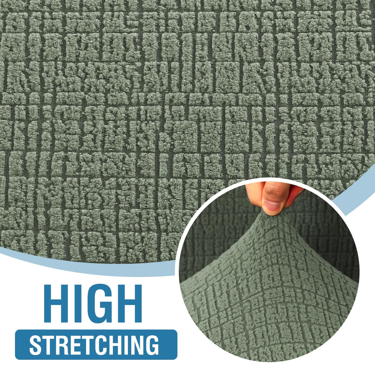 H.VERSAILTEX 2024 Newest Jacquard Couch Covers for 3 Cushion Couch 1 Piece Stretch Sofa Covers Furniture Protector Anti-Slip Soft Thickened Dogs Slipcovers Washable Crizzle Pattern(Sofa, Sea Grass)