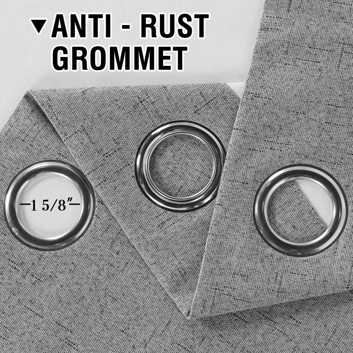 Primitive Linen Curtains 100% Blackout Curtain Drapes Burlap Fabric Curtains with White Thermal Insulated Liner, Grommet Top Curtains Living Room/Bedroom (2 Panels, 42 x 45 Inch, Dove Gray)