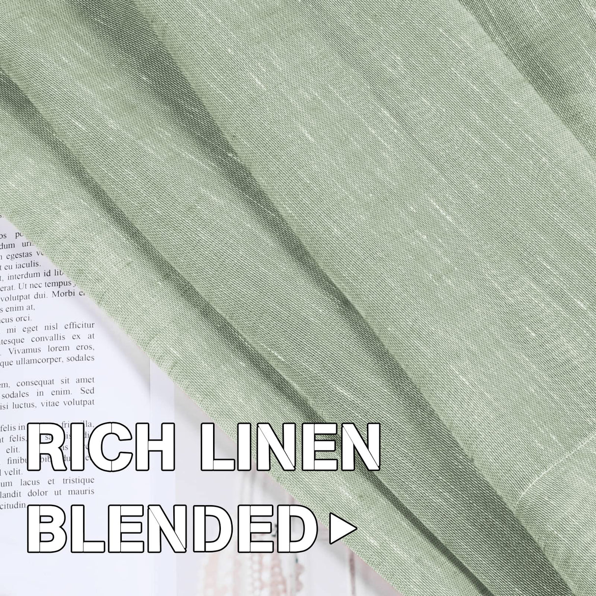 PrimeBeau Faux Linen Semi-Sheer Curtains - Set of 2 Panels, 52 Series Medium Length