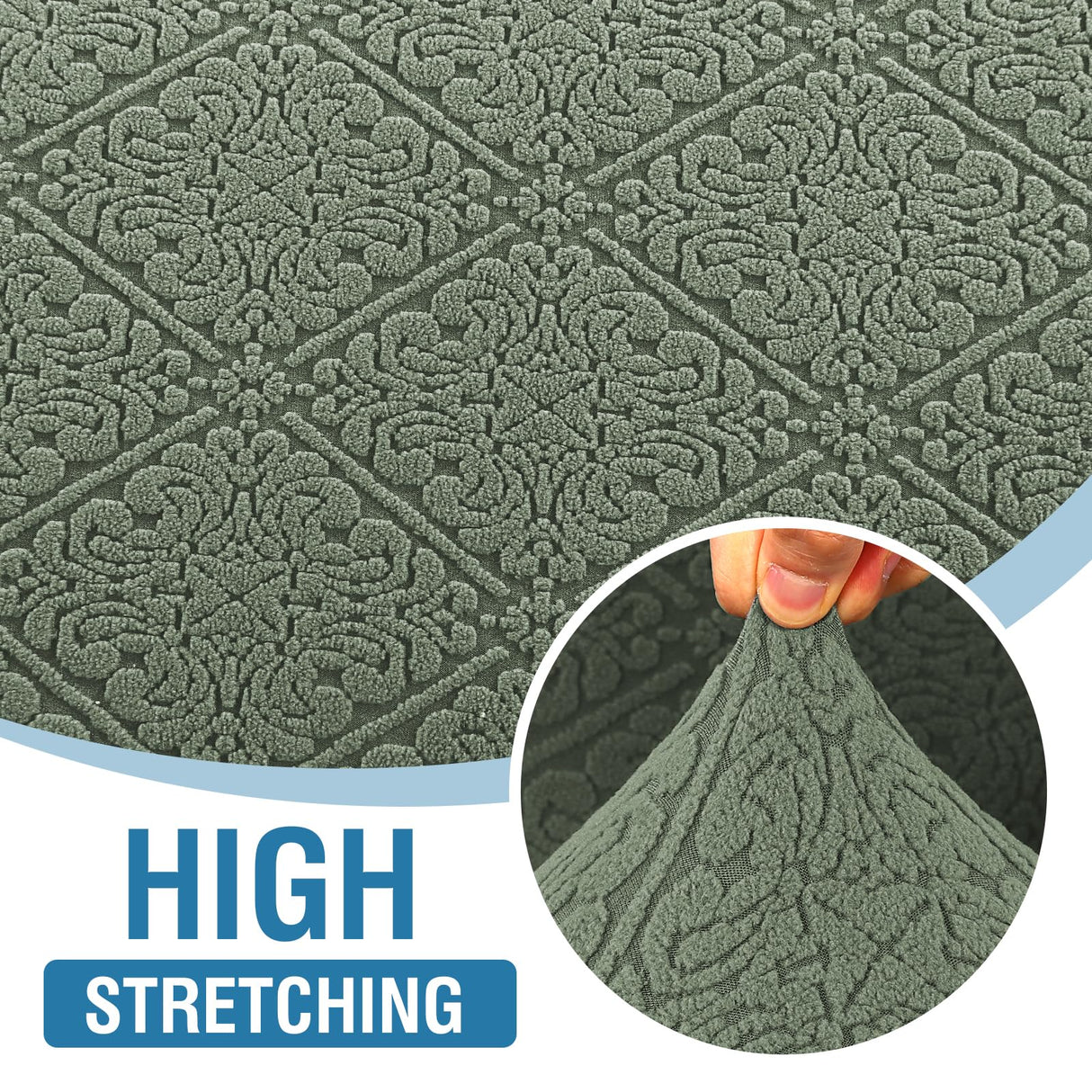 H.VERSAILTEX 2024 Newest Jacquard Couch Covers for 3 Cushion Couch 1 Piece Stretch Sofa Covers Furniture Protector Anti-Slip Soft Thickened Dogs Slipcovers Washable Damask Pattern(Sofa, Sea Grass)