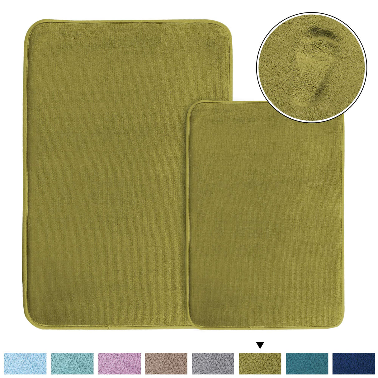 PrimeBeau Luxurious Memory Foam Bath Mat, Flannel Velvety Bath Mat Luxury Extra Soft and Absorbent Non Slip Rugs(Set of 2)