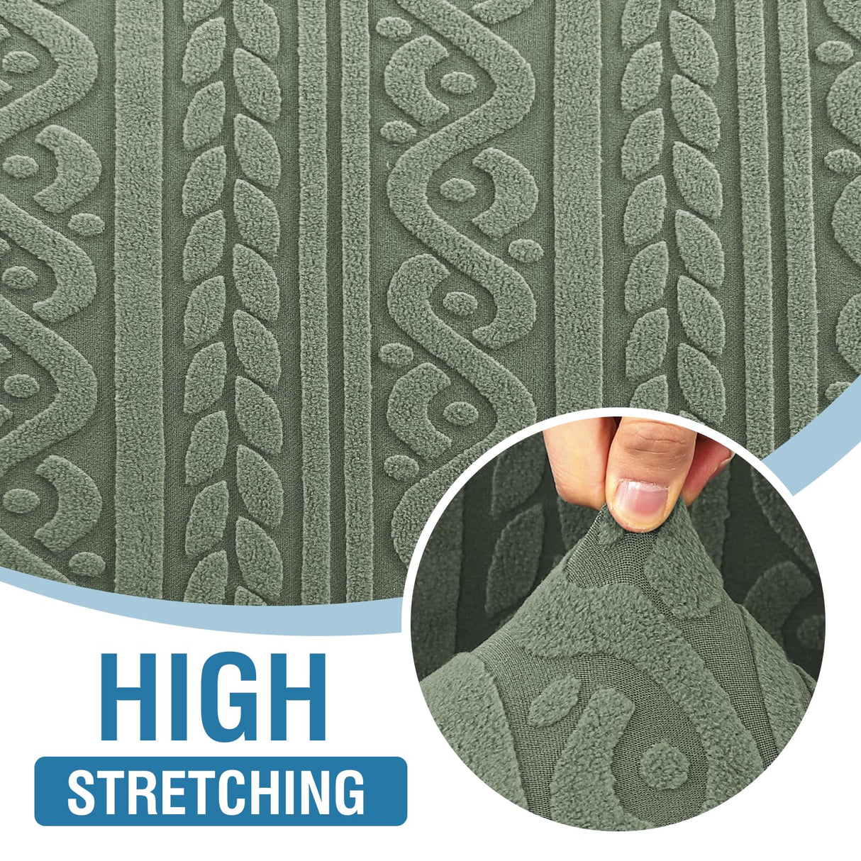 PrimeBeau Spiral Jacquard Couch Covers for 3 Cushion Couch - Set of 5 | Anti-Slip Furniture Protector