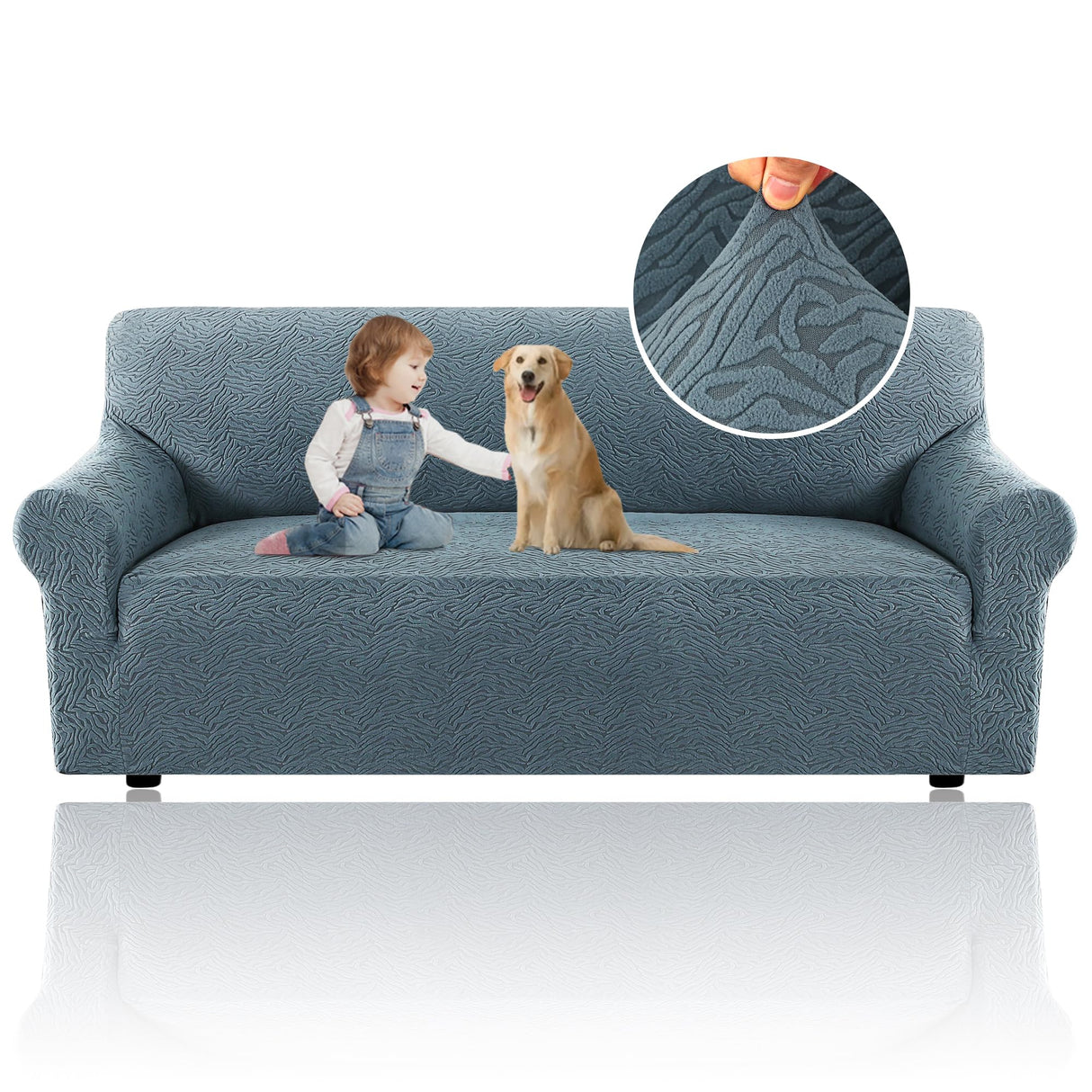 PrimeBeau Leopard Pattern Jacquard Couch Covers for 3 Cushion Couch