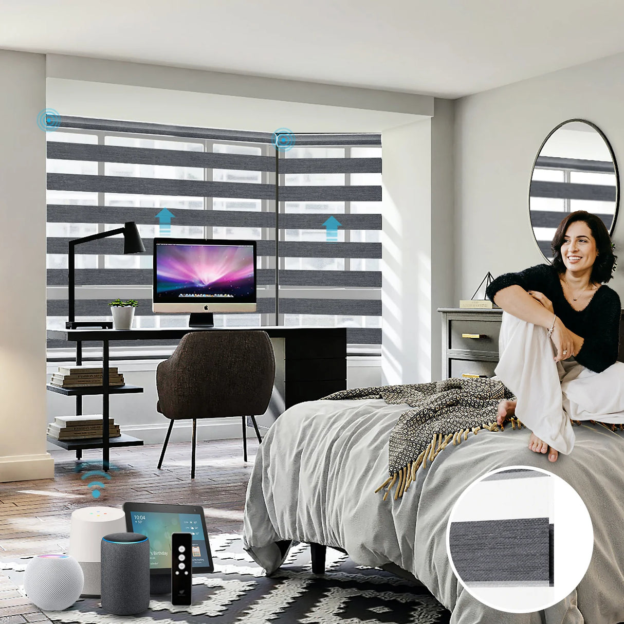 85% Blackout Motorized Zebra Shade 95mm Ingrid