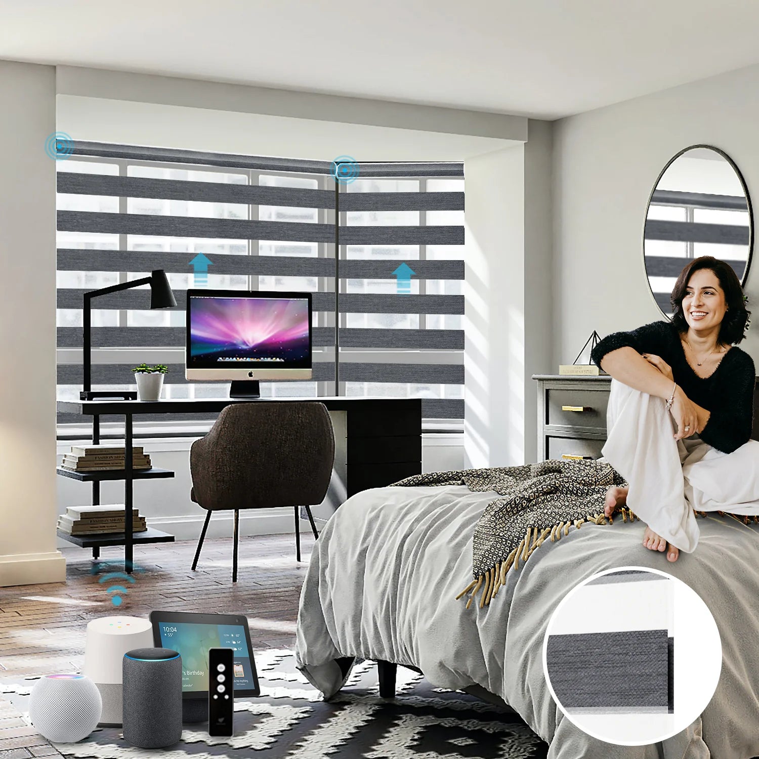 85% Blackout Motorized Zebra Shade 95mm Ingrid