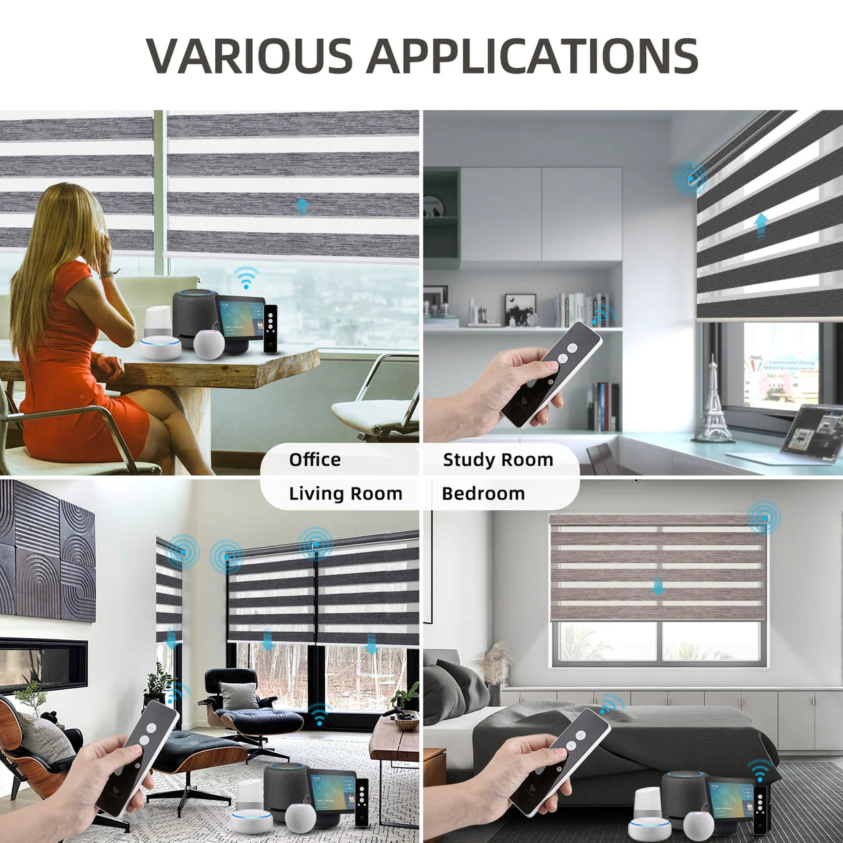 85% Blackout Motorized Zebra Shade 95mm Ingrid