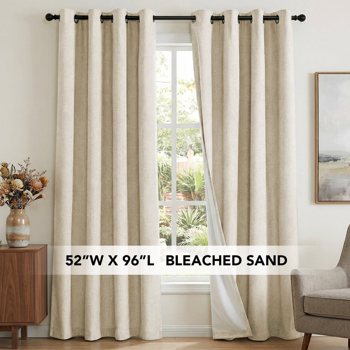 H.Versailtex Premium 100% Blackout Curtains Thermal Insulated White Liner Grommet Top Sold by 2 Panel