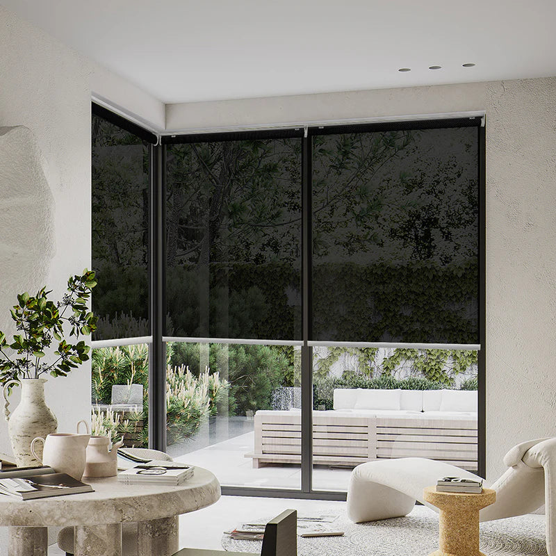 5% Flight Filter Motorized Roller Solar Shade Aventus Series