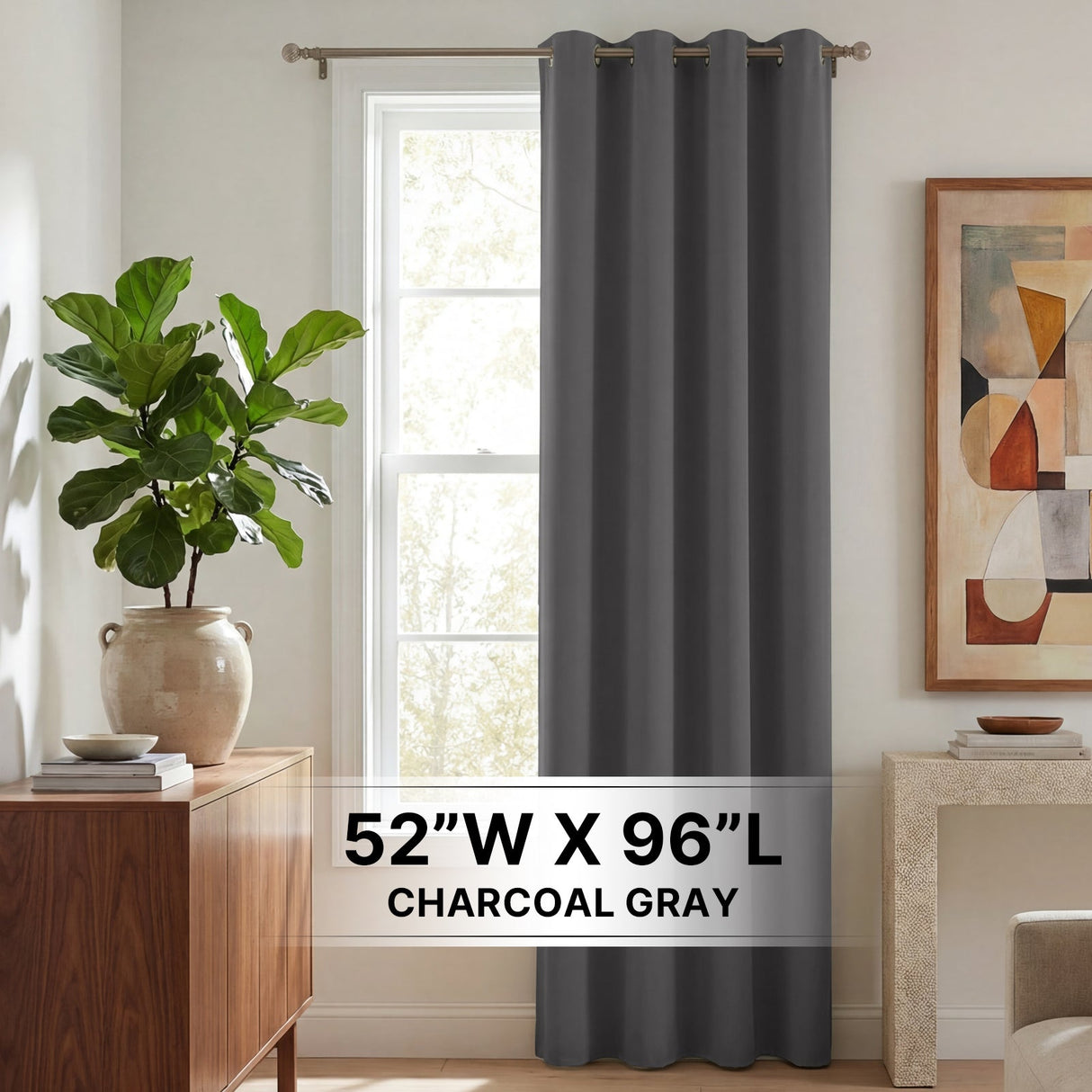 H.Versailtex 1 Panel Blackout Thermal Insulated Grommet Top Short Solid Color Curtain