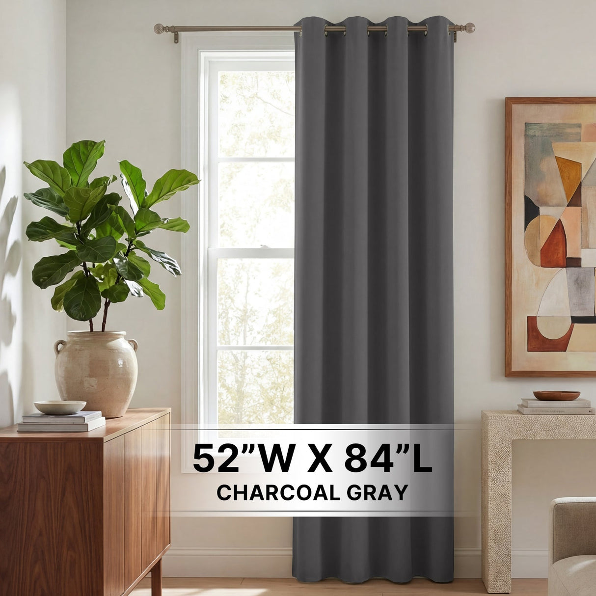 H.Versailtex 1 Panel Blackout Thermal Insulated Grommet Top Short Solid Color Curtain