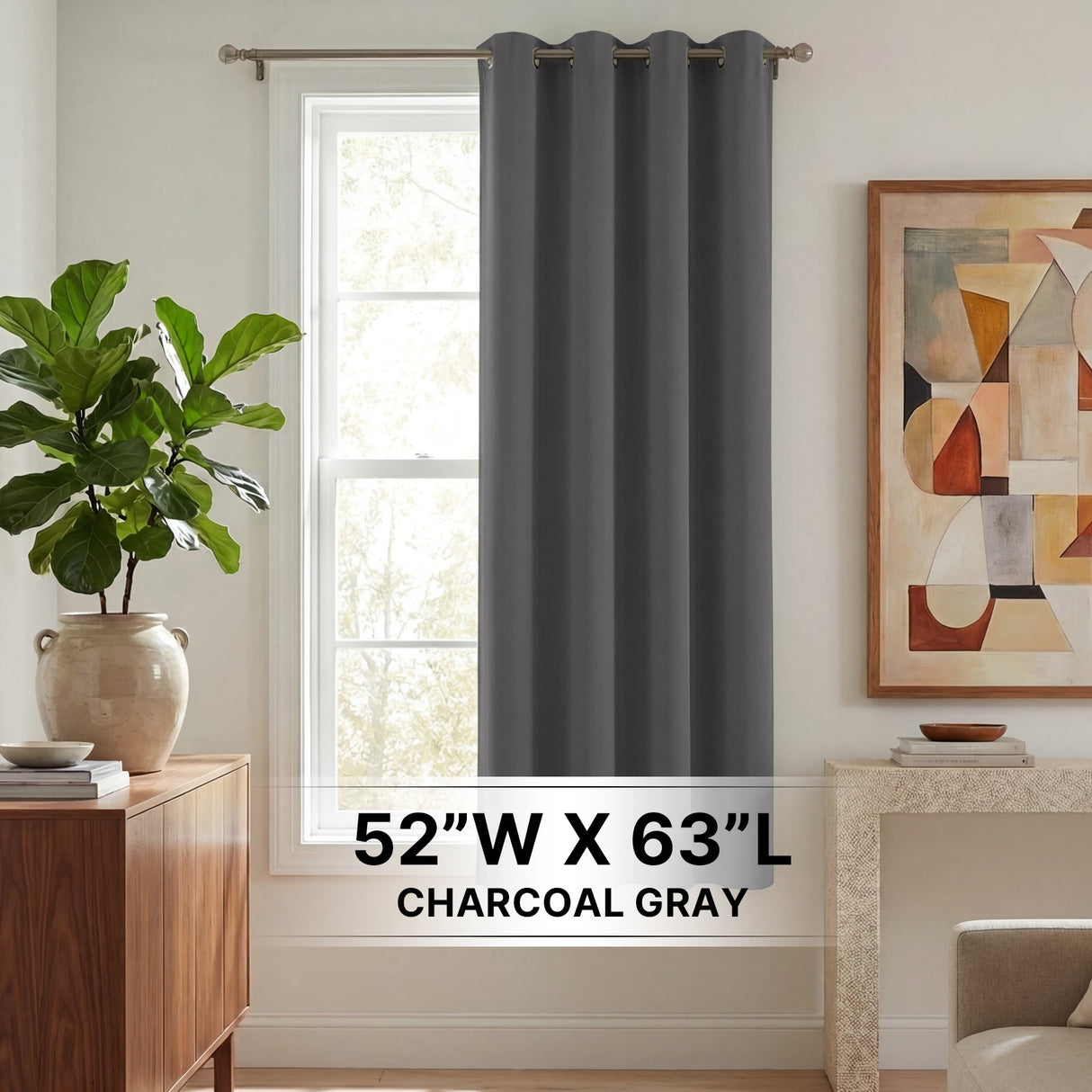 H.Versailtex 1 Panel Blackout Thermal Insulated Grommet Top Short Solid Color Curtain