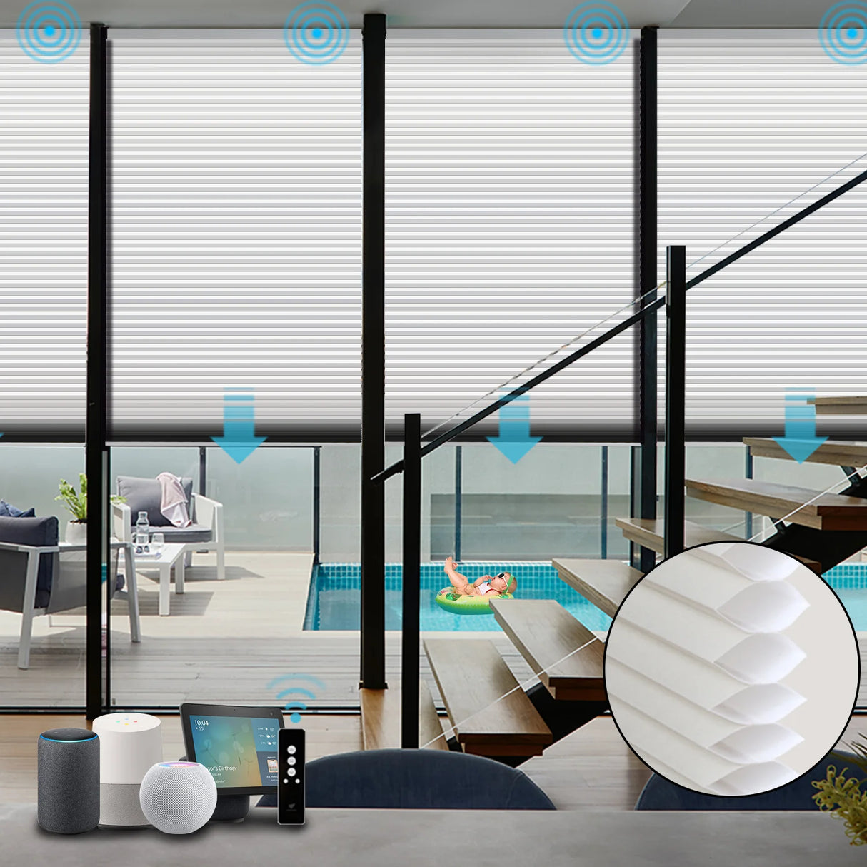 Motorized Light Filtering Cellular Shades Hazel