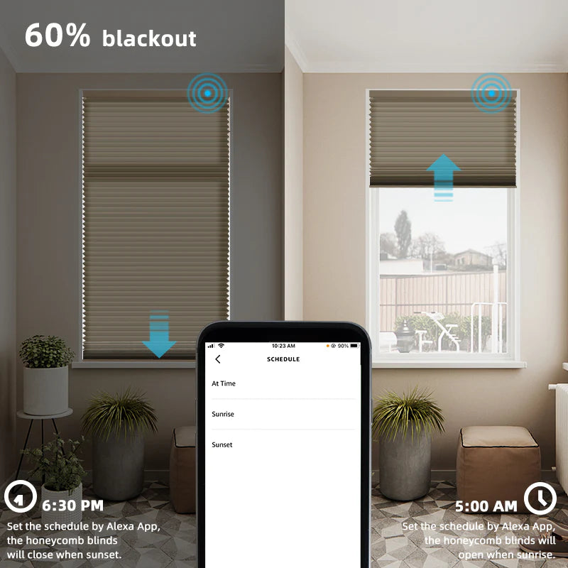 Motorized Light Filtering Cellular Shades Hazel