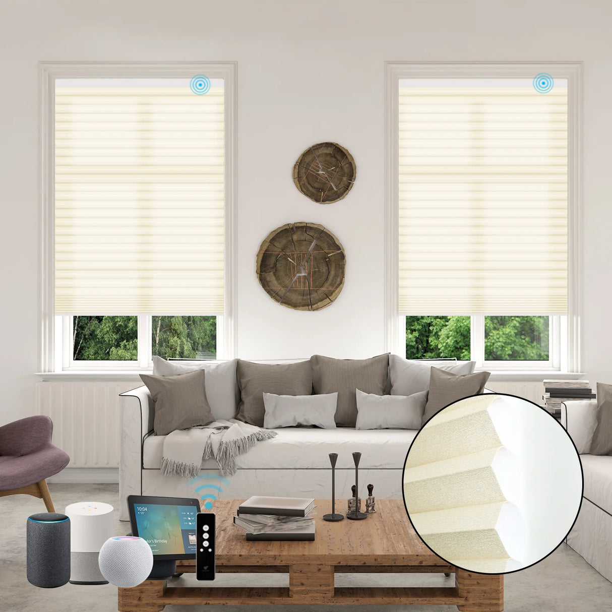 Motorized Light Filtering Cellular Shades Nowa Essential