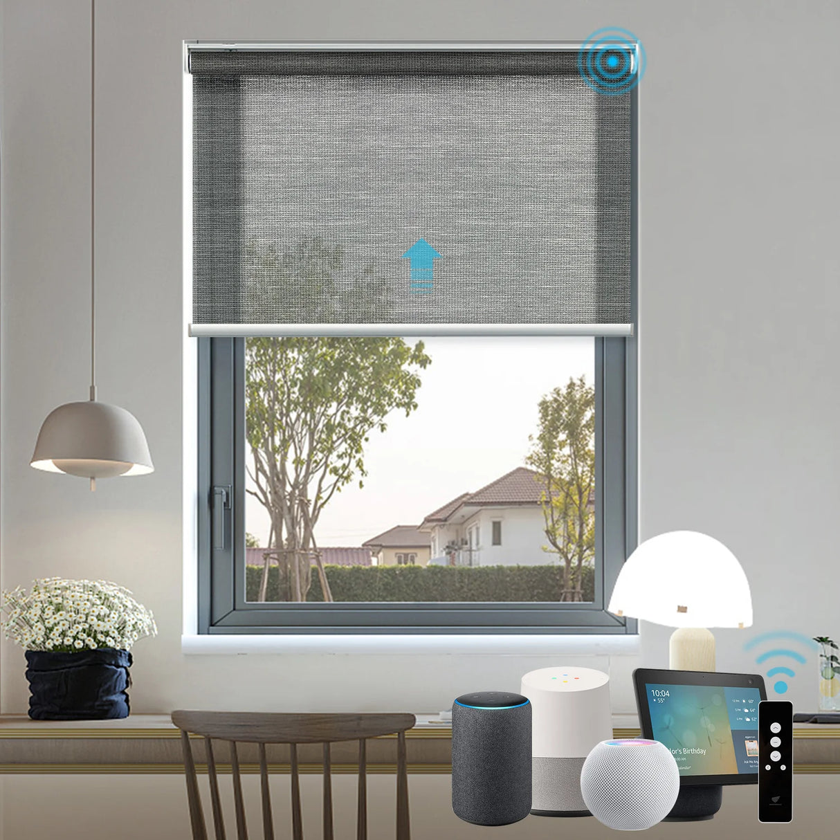 50% Flight Filter Motorized Roller Shades PVC Sun-Screen
