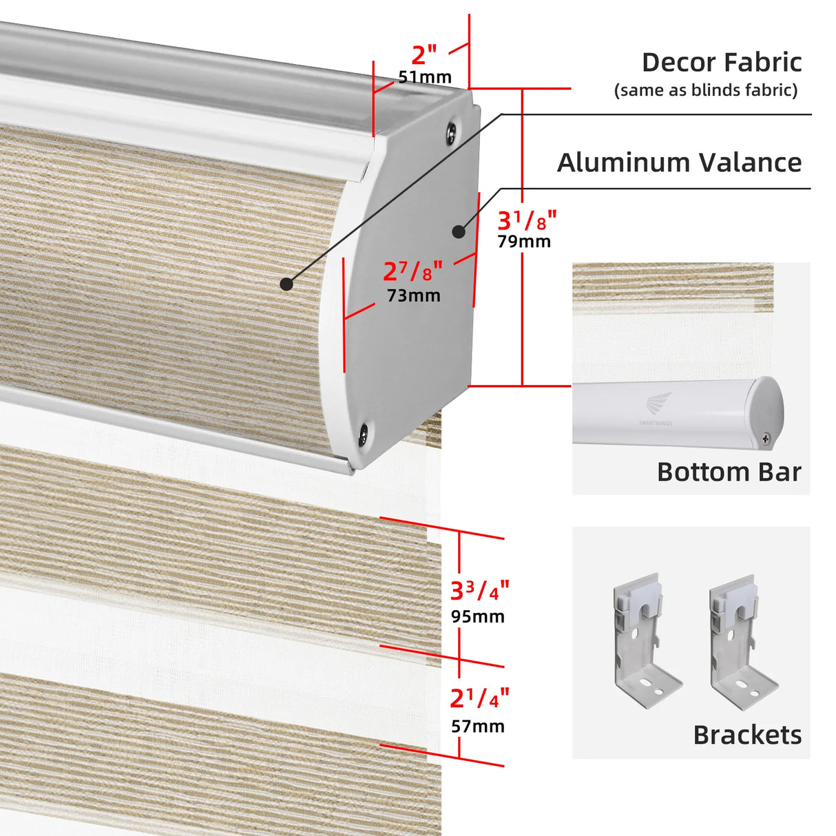 50% Motorized Zebra Shade Translucent 95mm