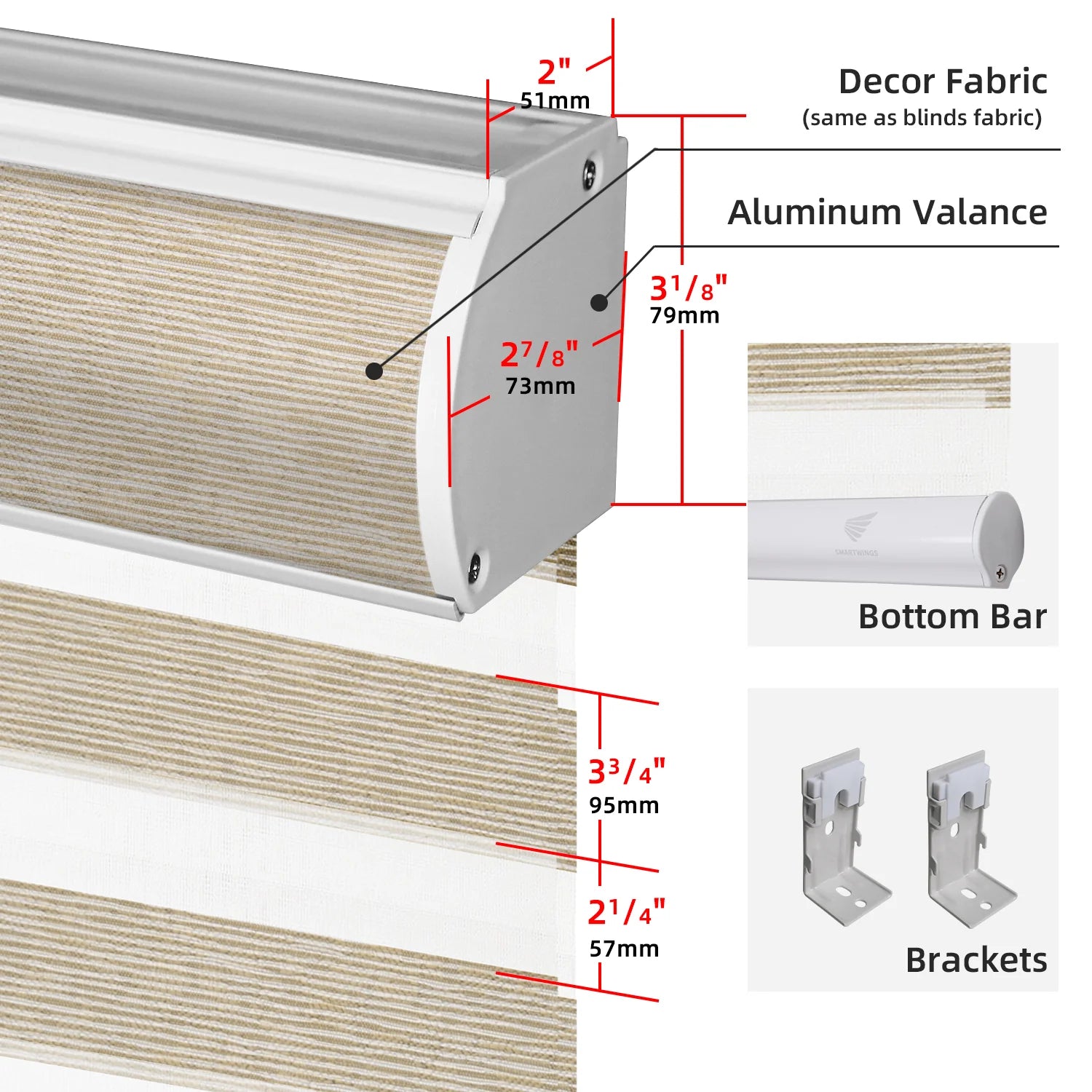 50% Motorized Zebra Shade Translucent 95mm