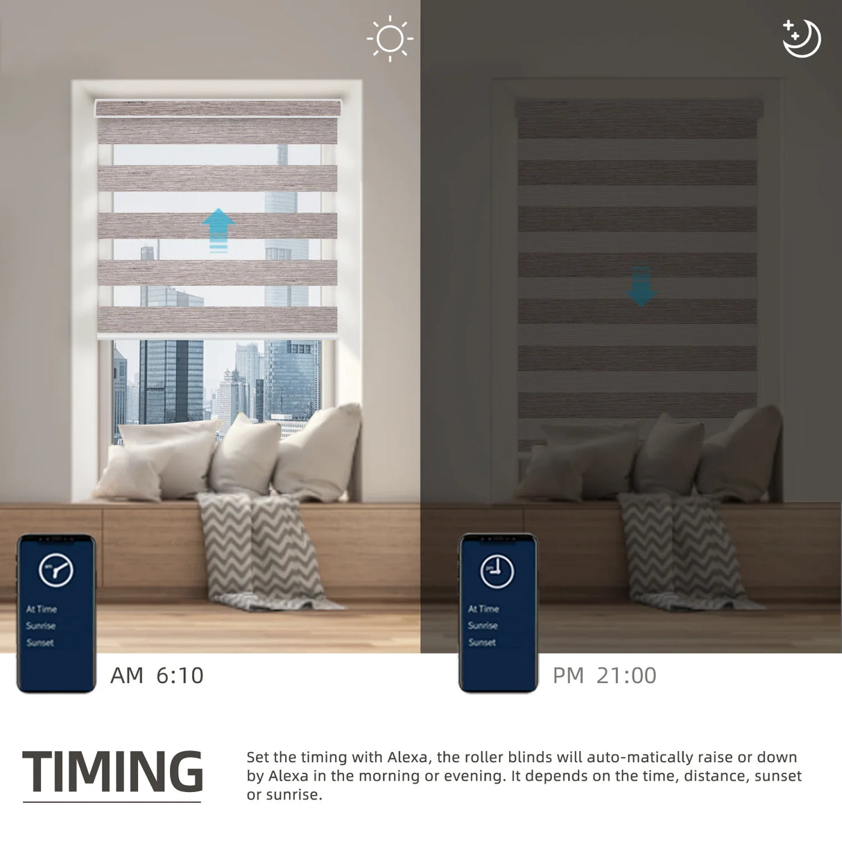 50% Motorized Zebra Shade Translucent 95mm