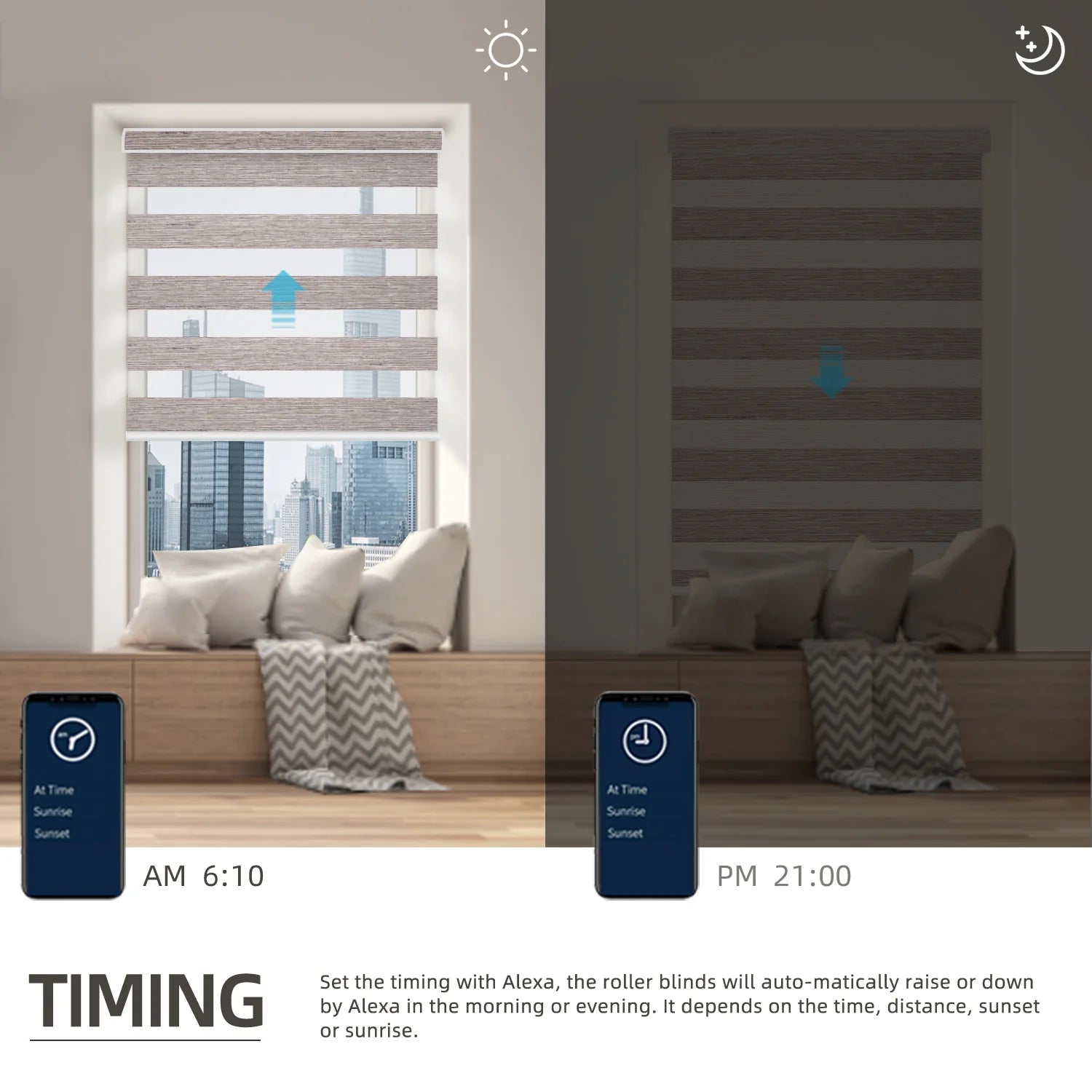 50% Motorized Zebra Shade Translucent 95mm