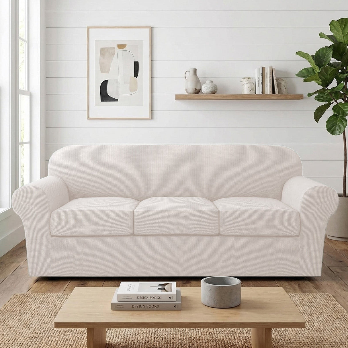 H.Versailtex Stretch Thicker Jacquard Fabric Sofa Slipcover