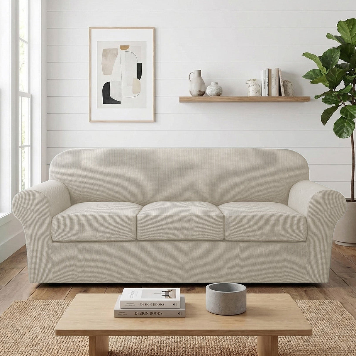H.Versailtex Stretch Thicker Jacquard Fabric Sofa Slipcover