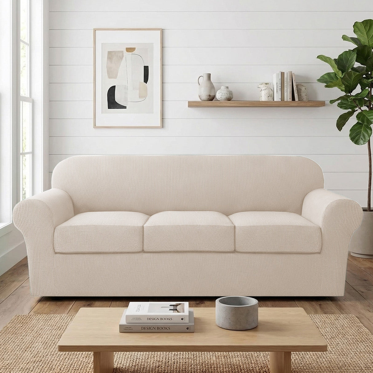 H.Versailtex Stretch Thicker Jacquard Fabric Sofa Slipcover