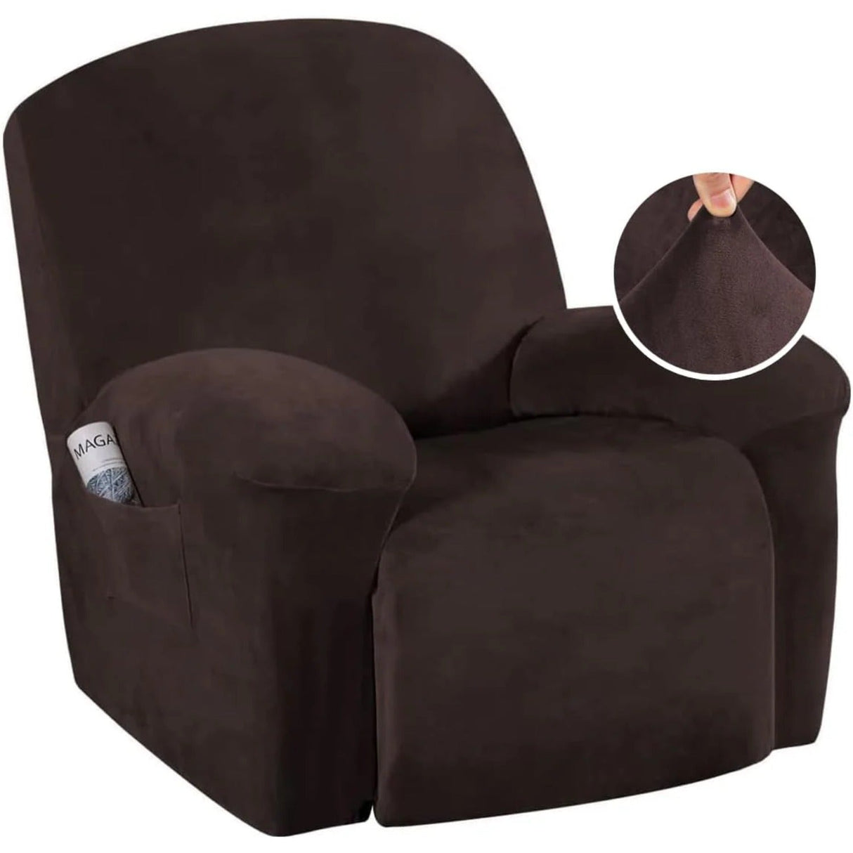 H.Versailtex Velvet Plush Slip Covers for Recliners with Arms 1-Piece Stretch Recliner