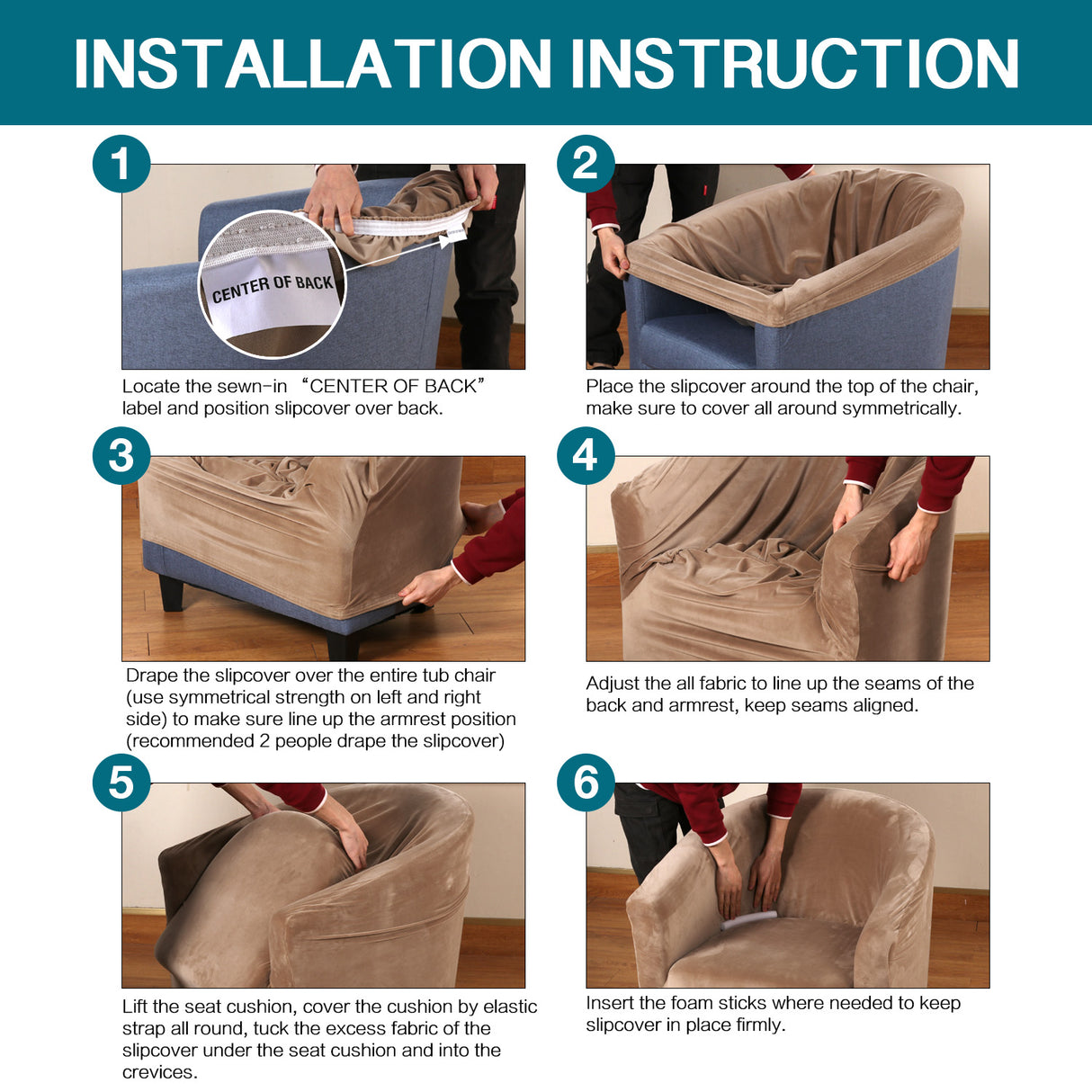 Velvet Club Tub Chair Slipcovers 2 Pack