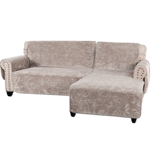 Water Resistant Floral Pattern L Shaped Sectional Sofa Cover Protector, L Size, R Side